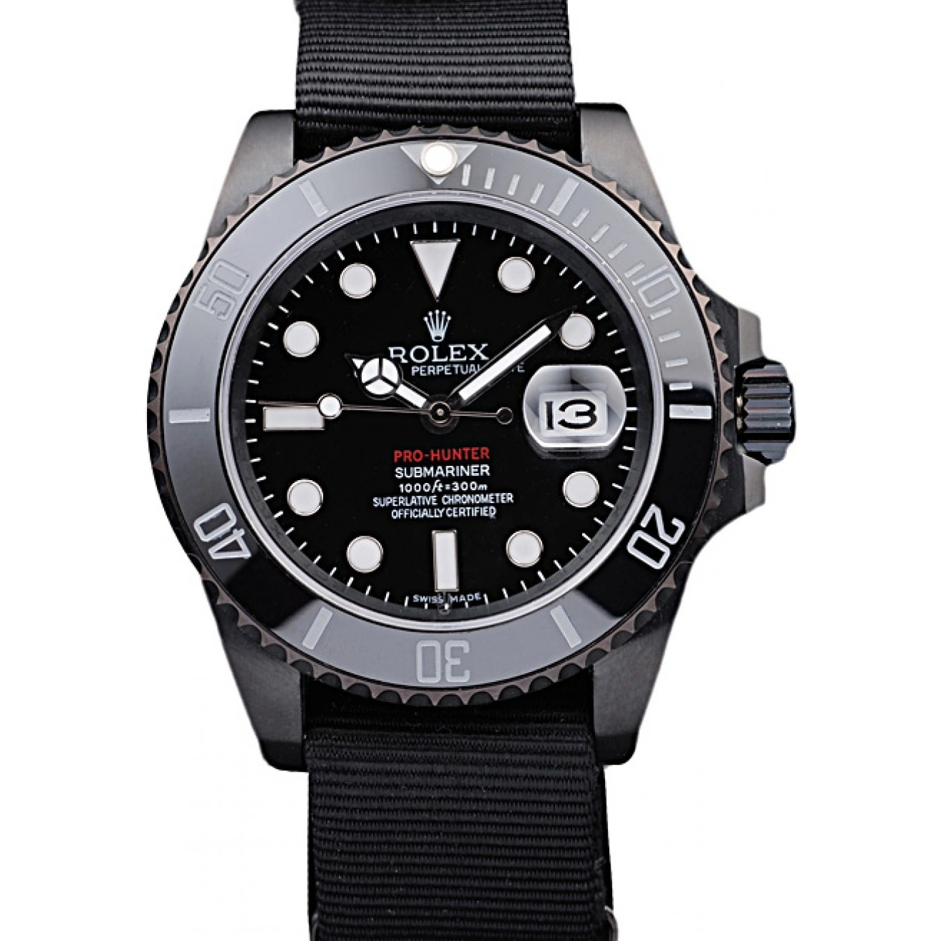Black Swiss Fabric Dial Strap Black Submariner Pro-Hunter Rolex 1013